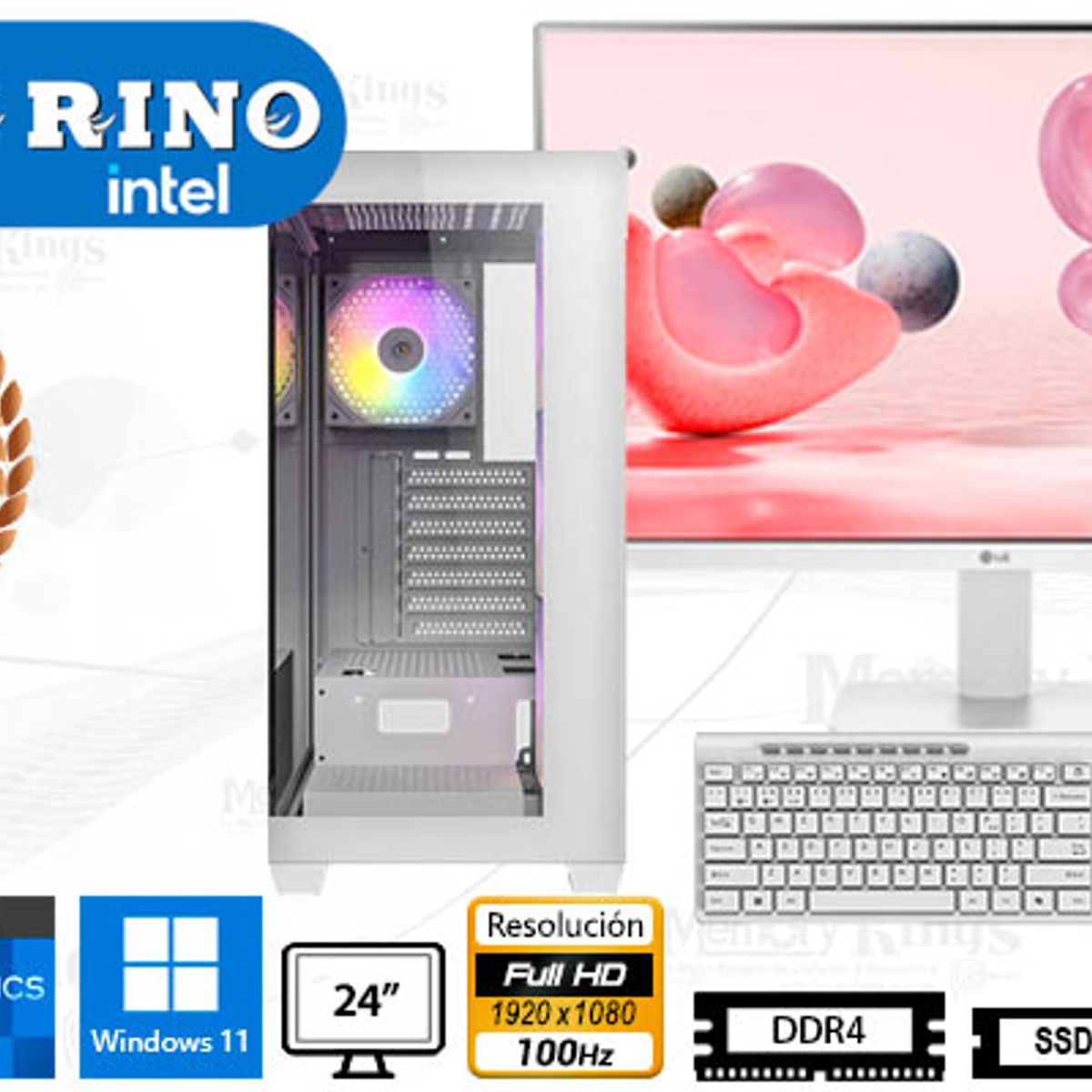 INTEL - Computadora Enovu Intel Core i5-12600K 16GB 512GB SSD 24" Intel UHD 770 Windows 11 Pro