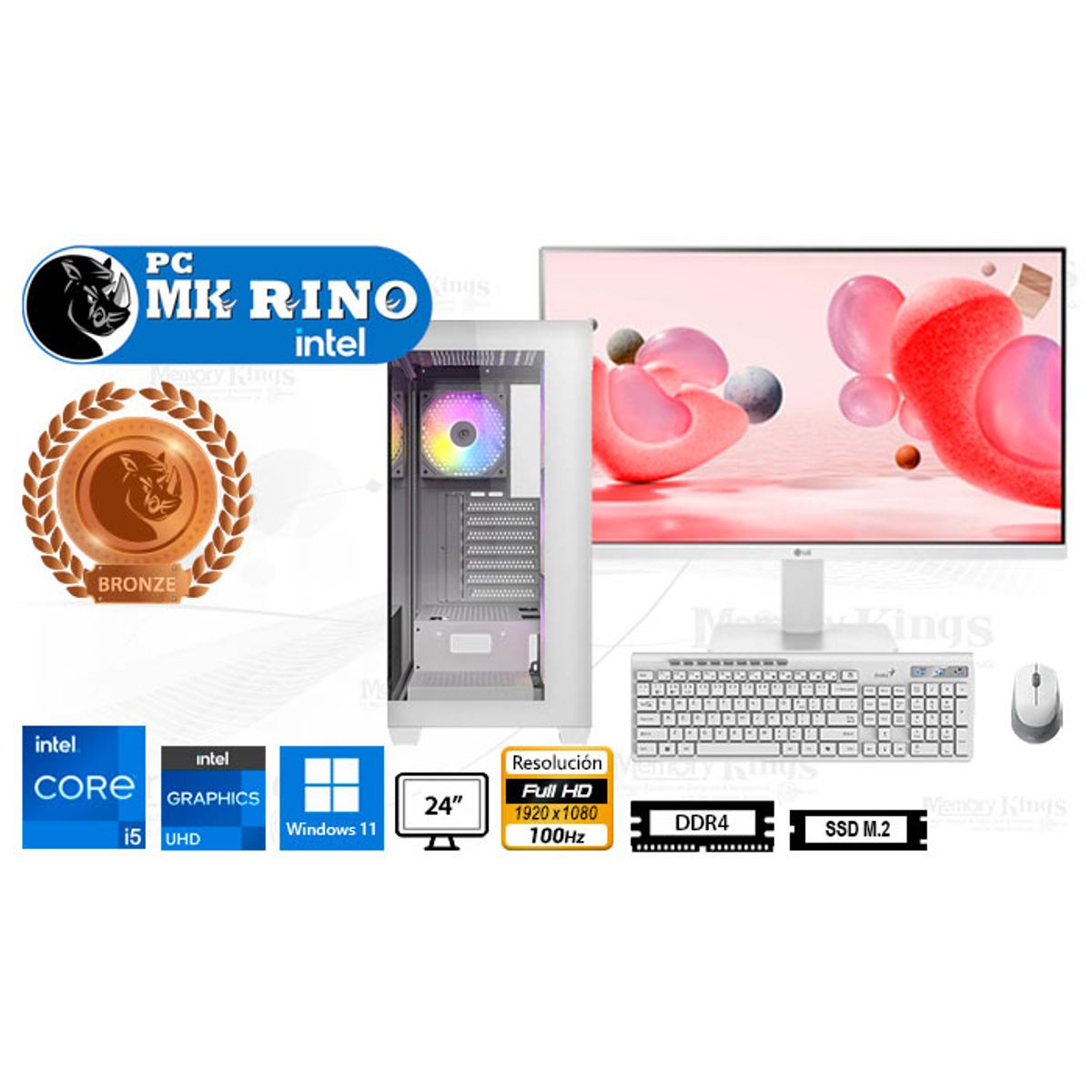 INTEL - Computadora Enovu Intel Core i5-12600K 16GB 512GB SSD 24" Intel UHD 770 Windows 11 Pro
