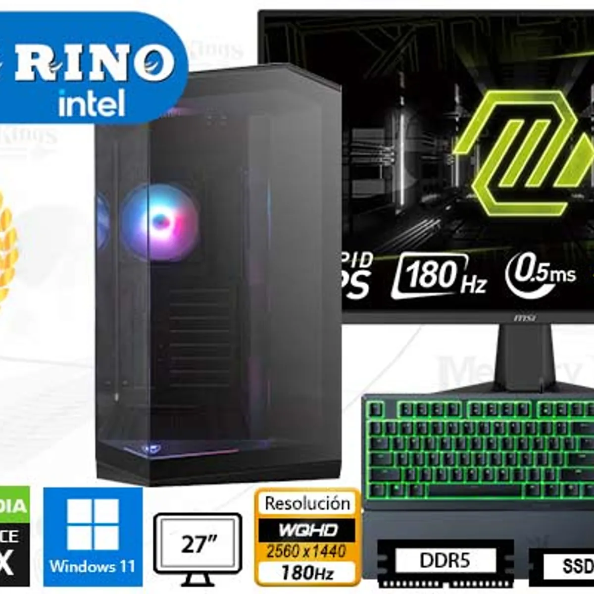INTEL - Computadora Enovu Intel Core i9-12900KF 16GB 1TB SSD 27" RTX 5060 8GB Windows 11 Pro
