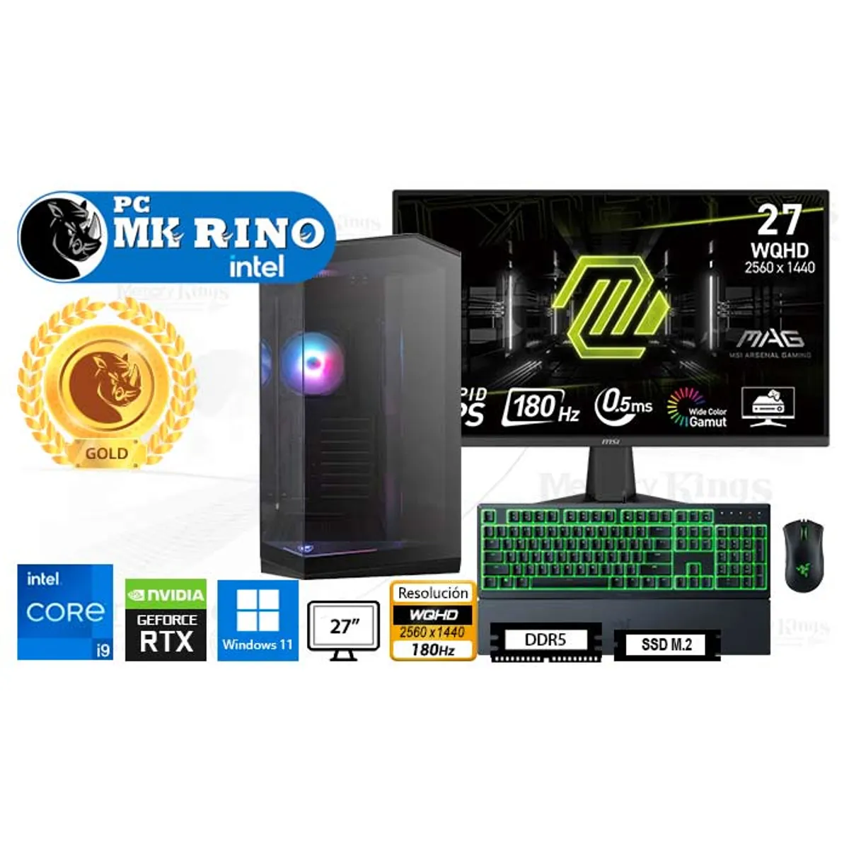 INTEL - Computadora Enovu Intel Core i9-12900KF 16GB 1TB SSD 27" RTX 5060 8GB Windows 11 Pro
