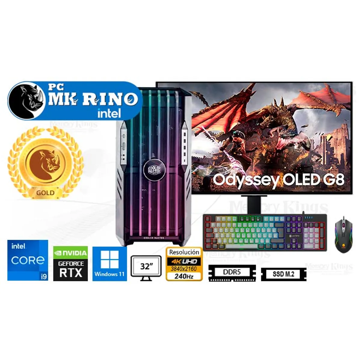 INTEL - Computadora Enovu Intel Core i9-14900KF 32GB 2TB SSD 32" RTX 5090 32GB Windows 11 Pro