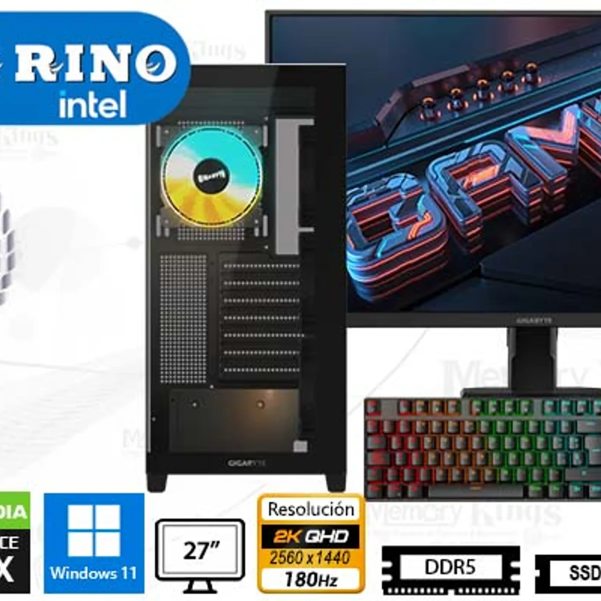 INTEL - Computadora Enovu Intel Core Ultra 7 265F 16GB 1TB SSD 27" RTX 5060 8GB Windows 11 Pro