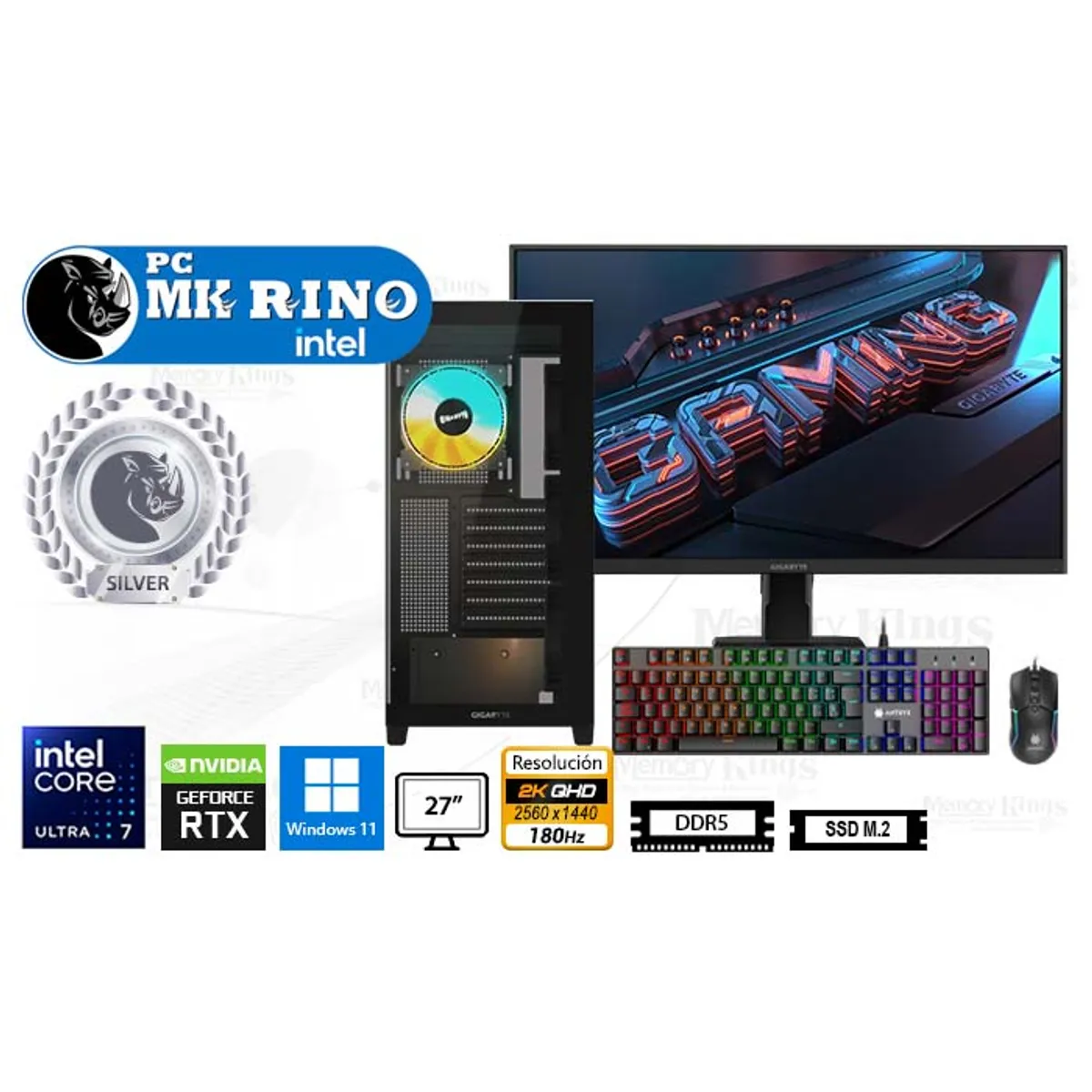 INTEL - Computadora Enovu Intel Core Ultra 7 265F 16GB 1TB SSD 27" RTX 5060 8GB Windows 11 Pro