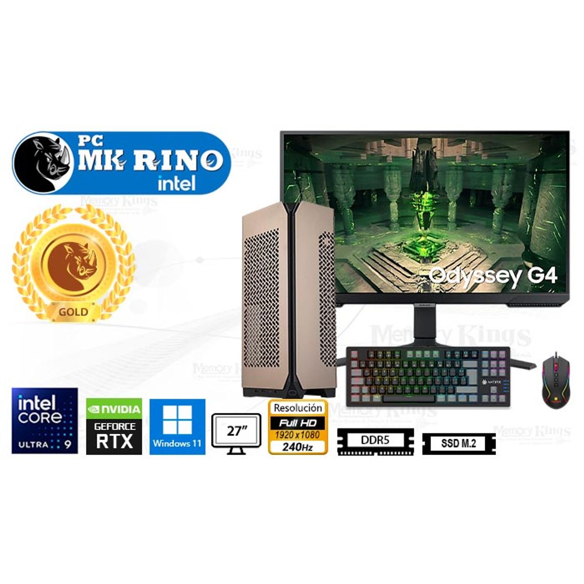 INTEL - Computadora Enovu Intel Core Ultra 9 285K 16GB 1TB SSD 27" RTX 5060 Ti 8GB Windows 11 Pro