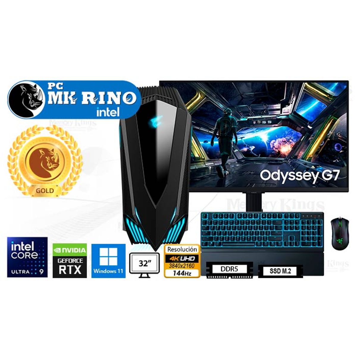 INTEL - Computadora Enovu Intel Core Ultra 9 285K 32GB 2TB SSD 32" RTX 5090 32GB Windows 11 Pro