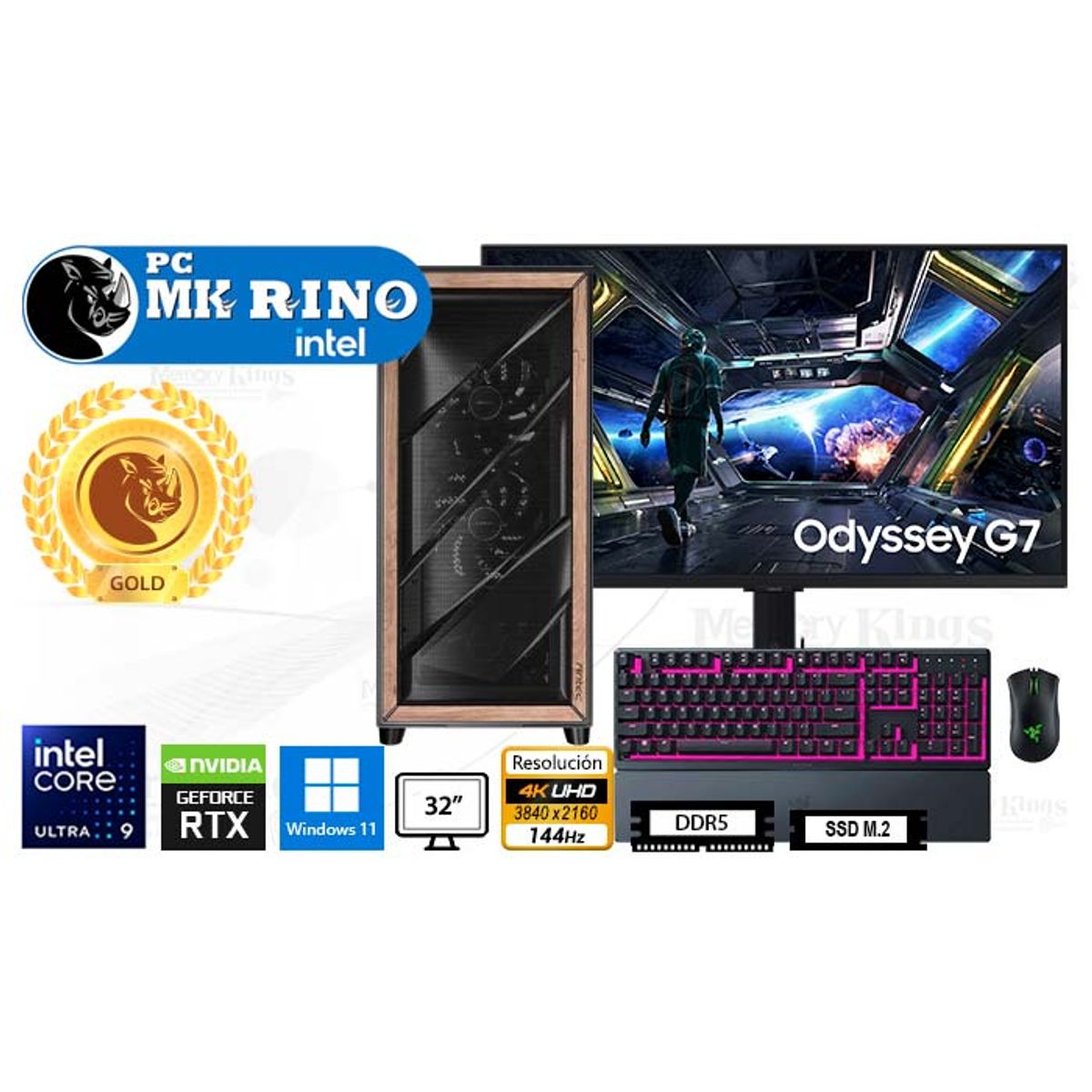 INTEL - Computadora Enovu Intel Core Ultra 9 285K 32GB 2TB SSD 32" RTX 5090 32GB Windows 11 Pro