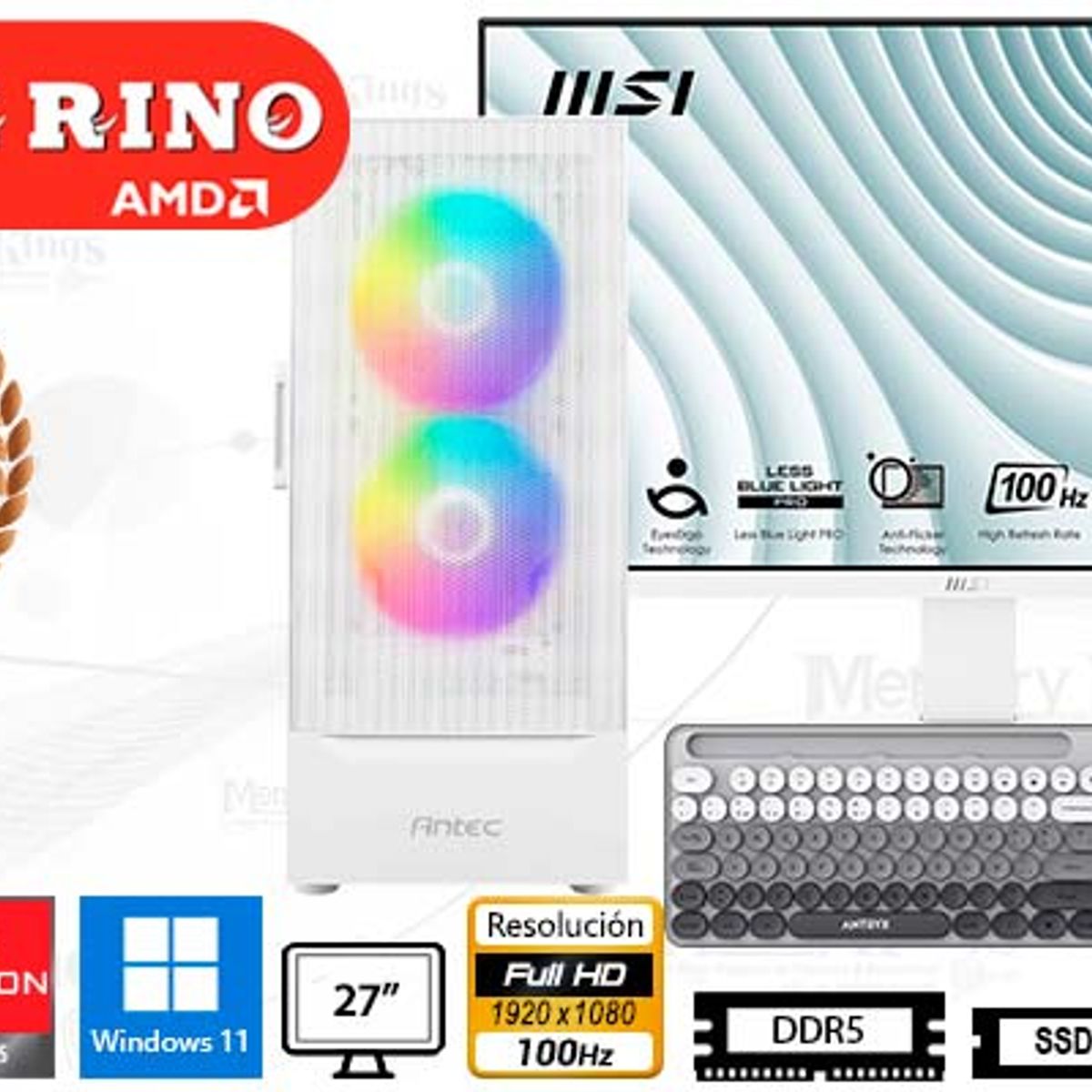 AMD - Computadora Enovu AMD Ryzen 5 8600G 8GB 512GB SSD 27" Radeon Graphics Windows 11 Pro