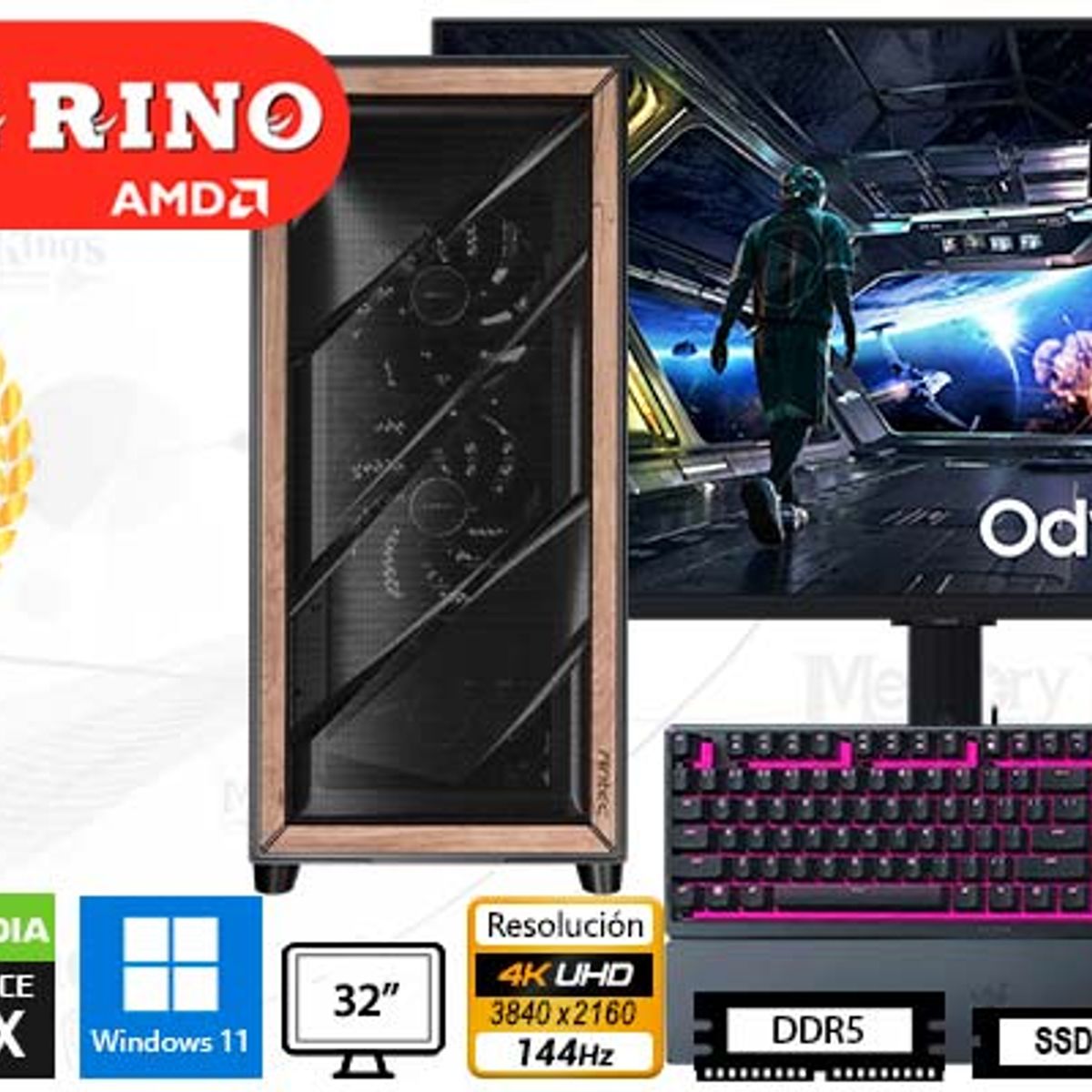 AMD - Computadora Enovu AMD Ryzen 9 9950X 32GB 2TB SSD 32" RTX 5090 32GB Windows 11 Pro