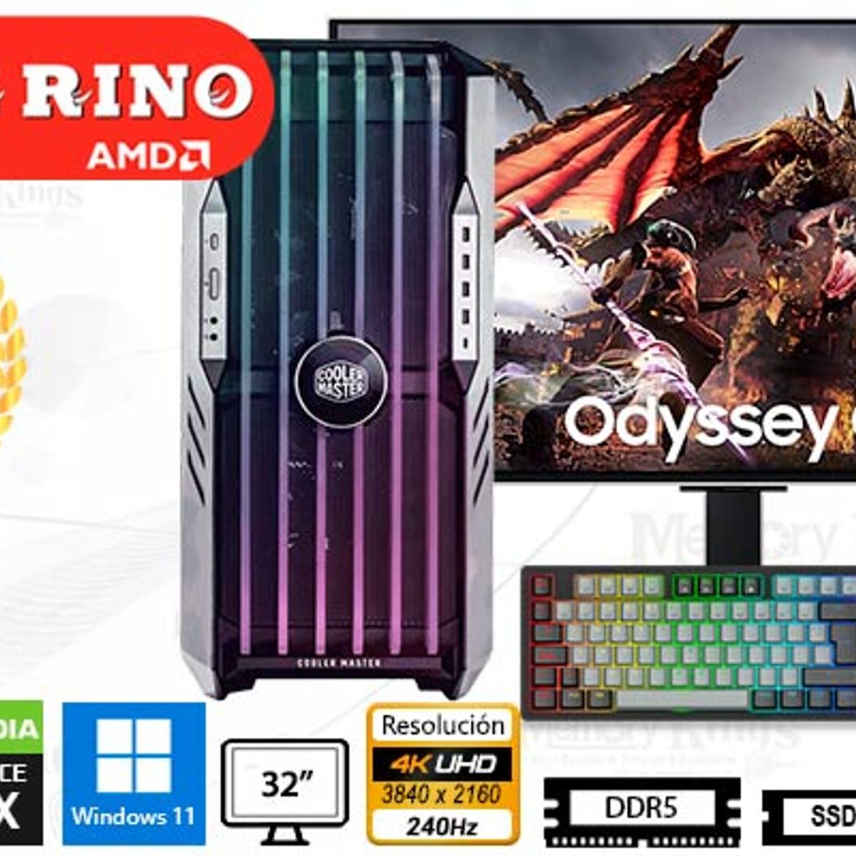 AMD - Computadora Enovu AMD Ryzen 9 9950X 32GB 2TB SSD 32" RTX 5090 32GB Windows 11 Pro