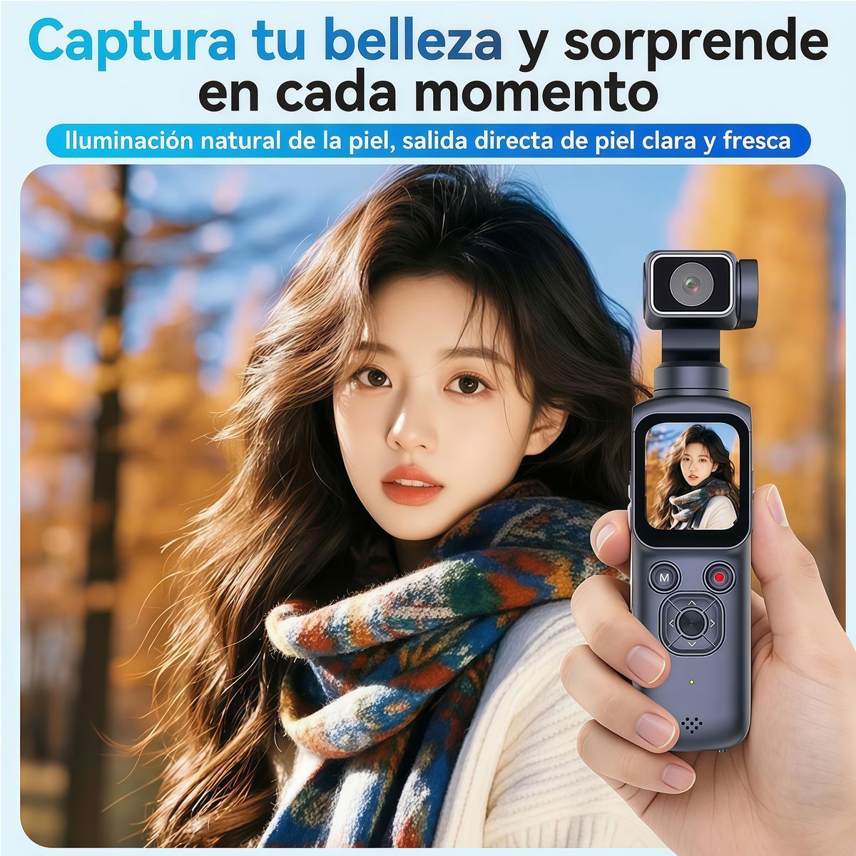 RENVMEXY - Cámara Deportiva 4K WiFi 64MP + Rotación 330° + 31 Filtros - Ideal para Vlogs