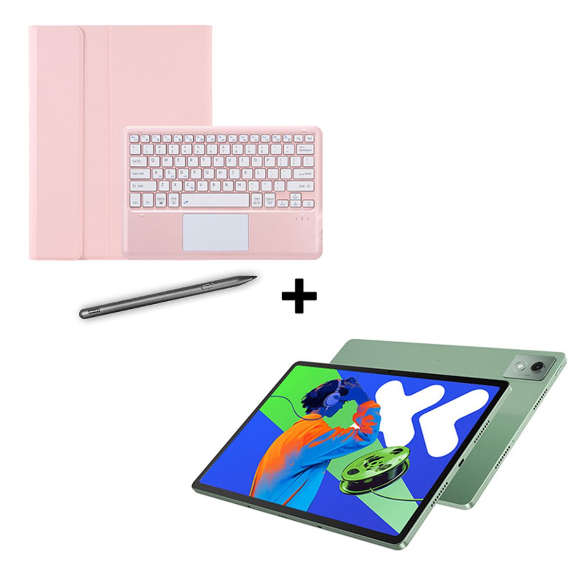 LENOVO - Tablet Xiaoxin Pad Pro 2025 8+256 12.7 WIFI-Verde+Teclado Rosado+Lápiz táctil Lenovo