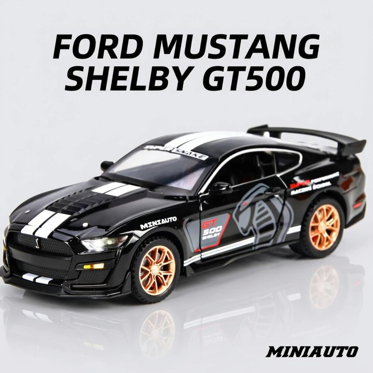 GENERICO - Auto De Colección FORD MUSTANG SHELBY GT500 COBRA NEGRO