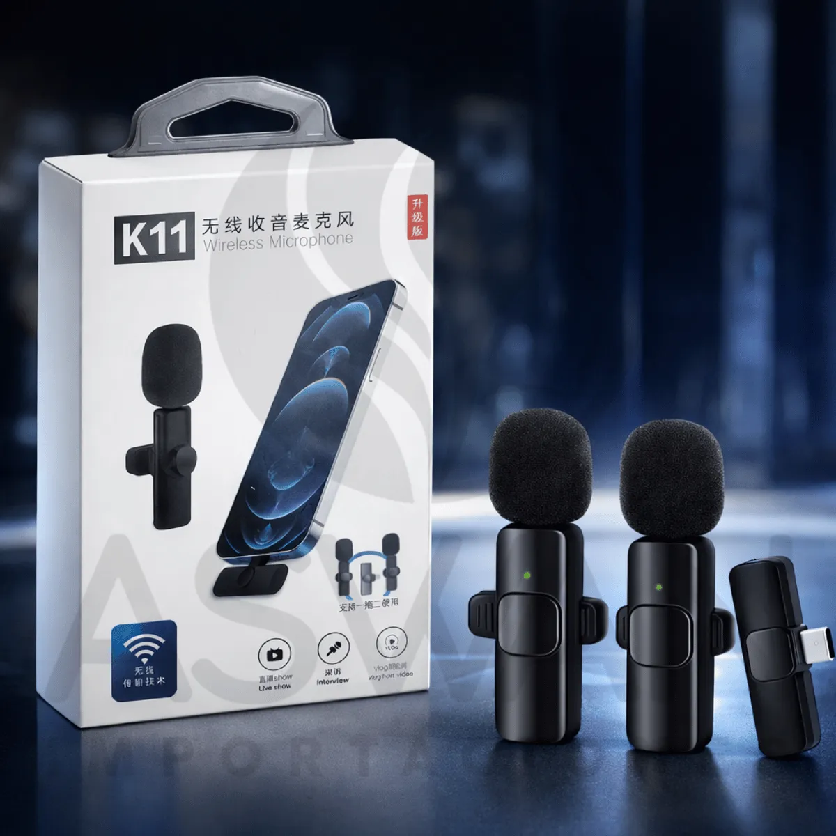 GENERICO - Micrófono Inalámbrico Solapero 2 En 1 Celular Usb C