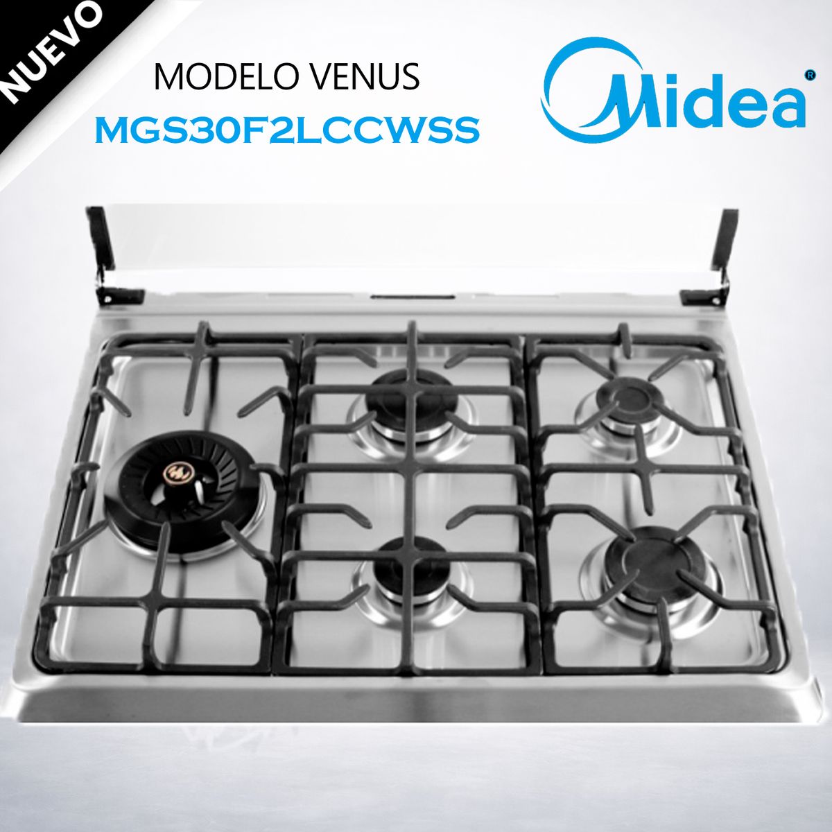MIDEA - MGS30F2LCCWSS-PE - Cocina De Pie 1 Horno 5 Hornillas,  30 Midea