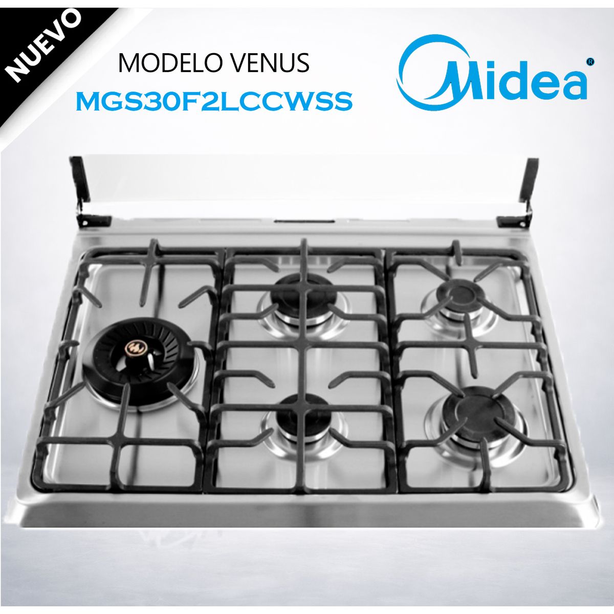 MIDEA - MGS30F2LCCWSS-PE - Cocina De Pie 1 Horno 5 Hornillas,  30 Midea