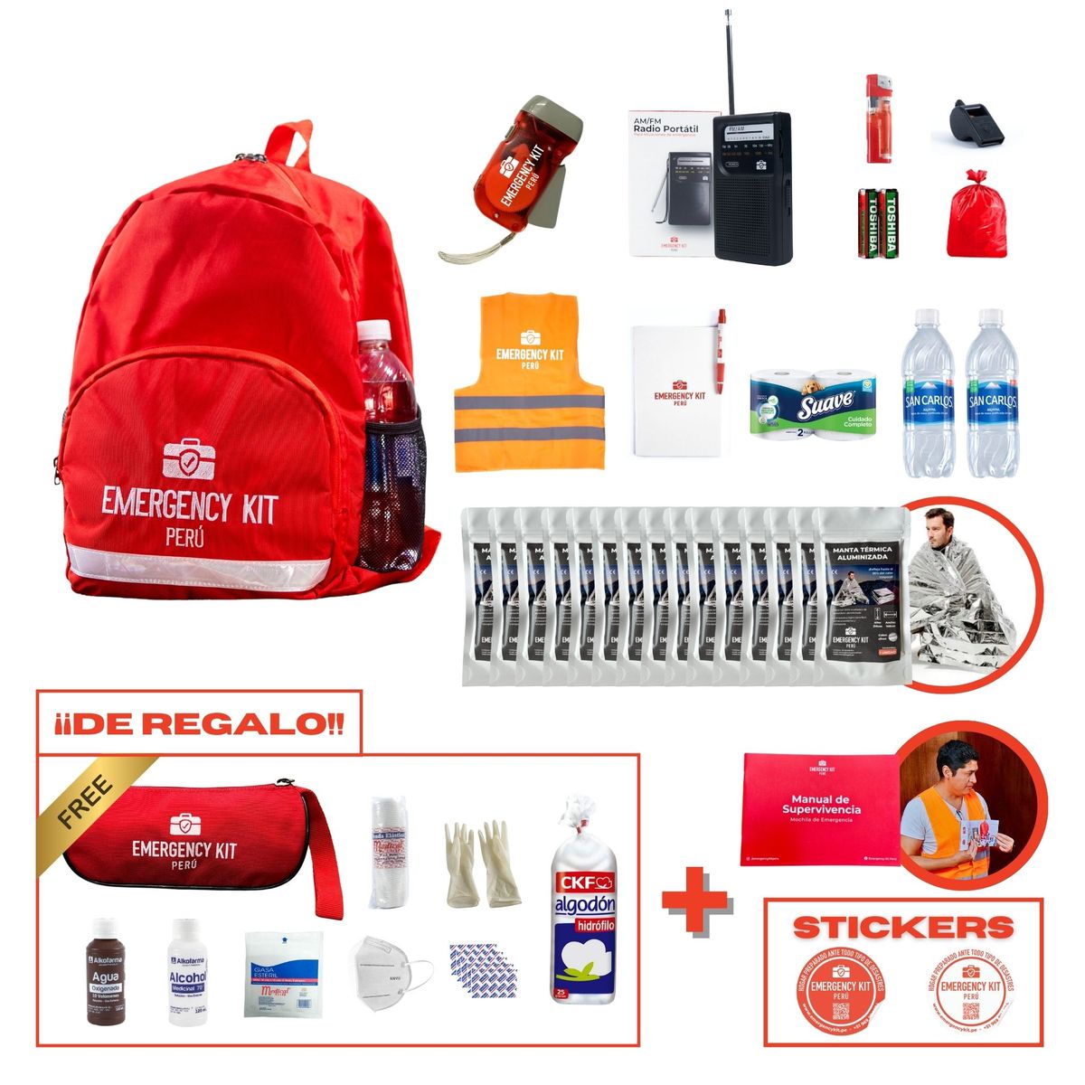 Mochila de Emergencia Equipada School Lite (Hasta 15 Alumnos), marca EMERGENCY KIT PERU - Foto Principal