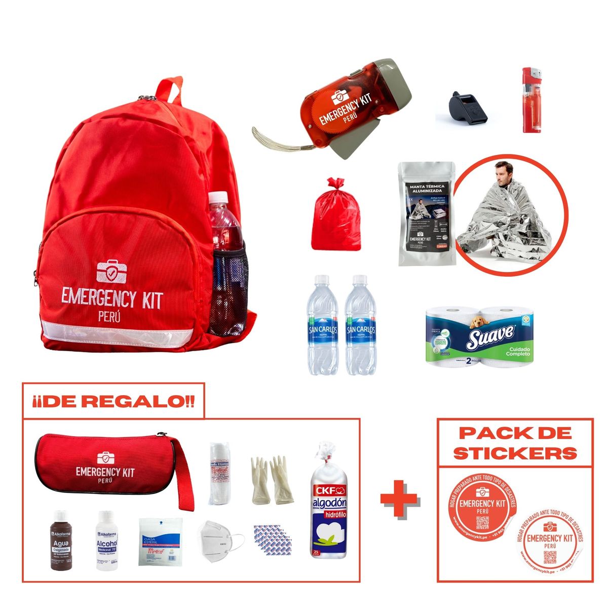 Mochila de emergencia PERSONAL, marca EMERGENCY KIT PERU - Foto Principal