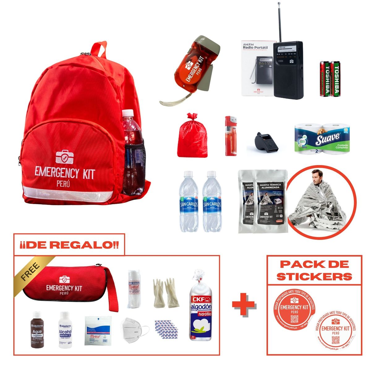 EMERGENCY KIT PERU - Mochila de emergencia BÁSICA 1-2 personas