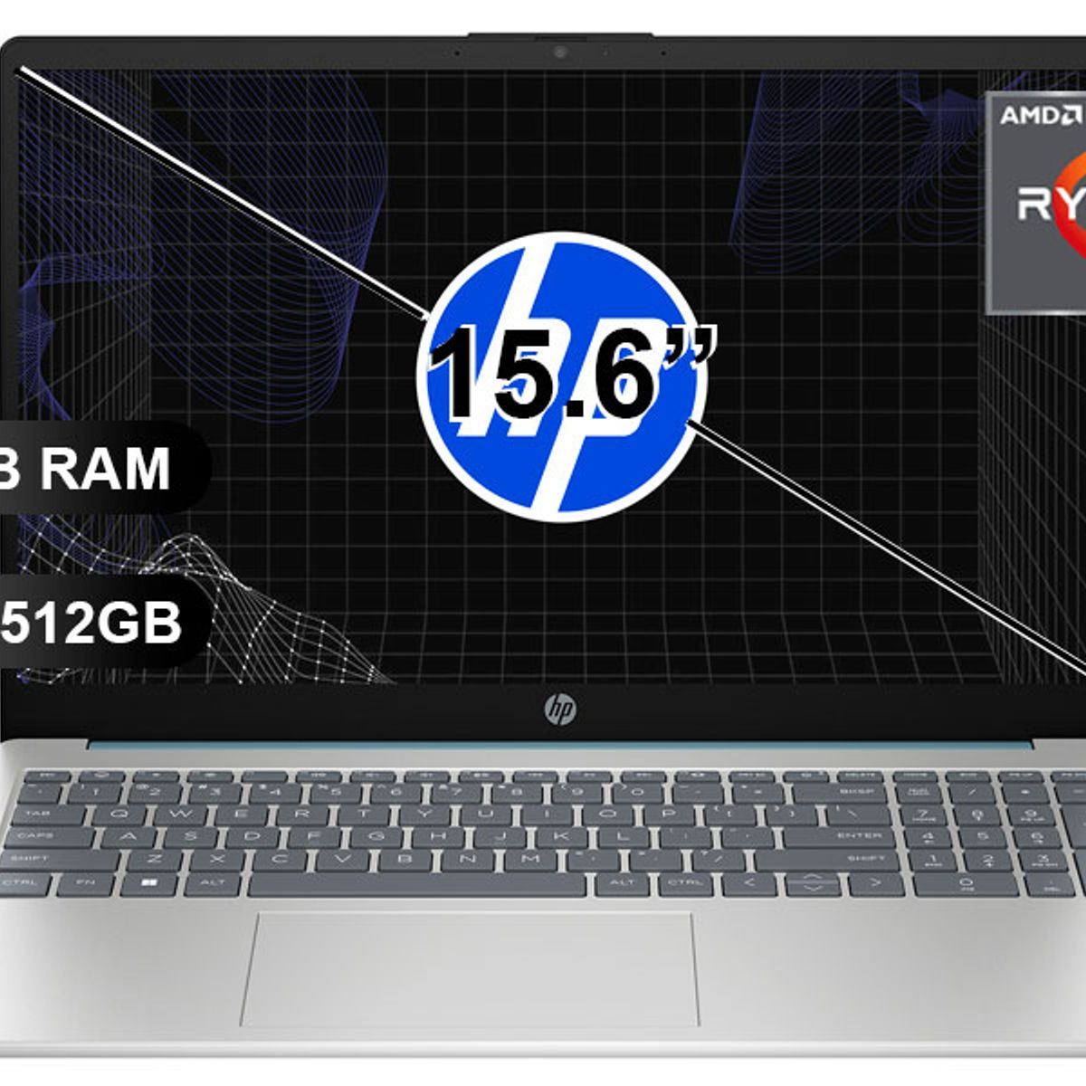 HP - Laptop HP 15-FC0256LA RYZEN 5-7520U, 16GB RAM, 512GB SSD, SIN WINDOWS, 15.6 B9TP9LA