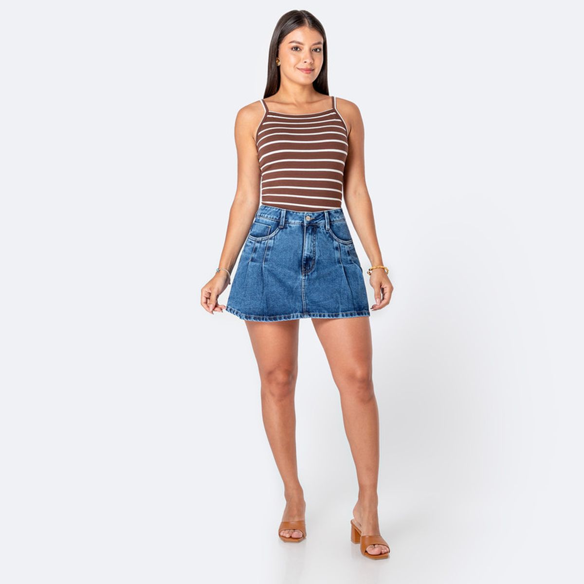 PIONIER - Falda Mini Shor Denim Rhaquel Mujer