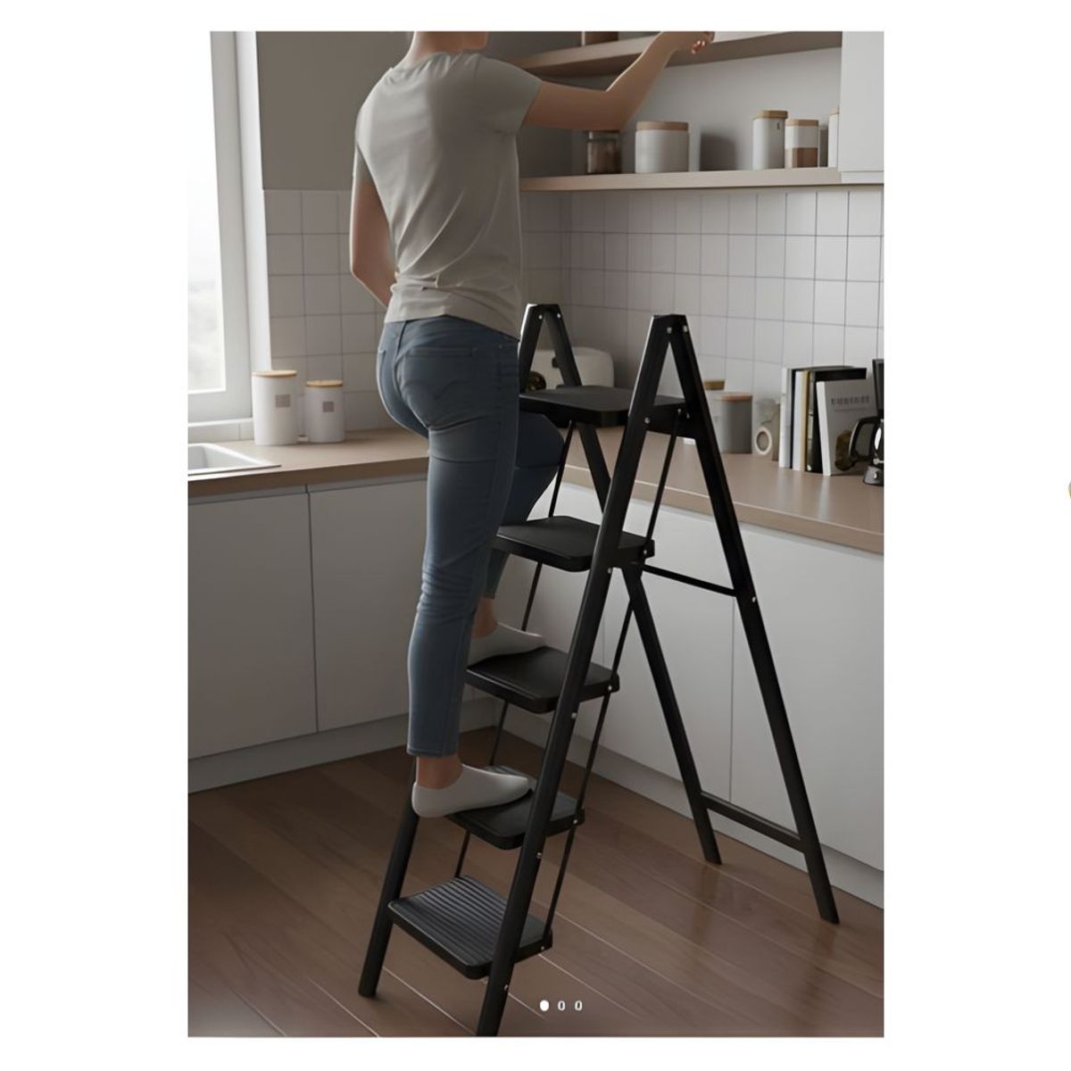 GENERICO - Escalera Plegable Metálica Multiuso 5 pisos Color Negro