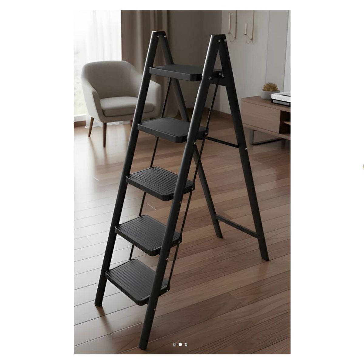 GENERICO - Escalera Plegable Metálica Multiuso 5 pisos Color Negro