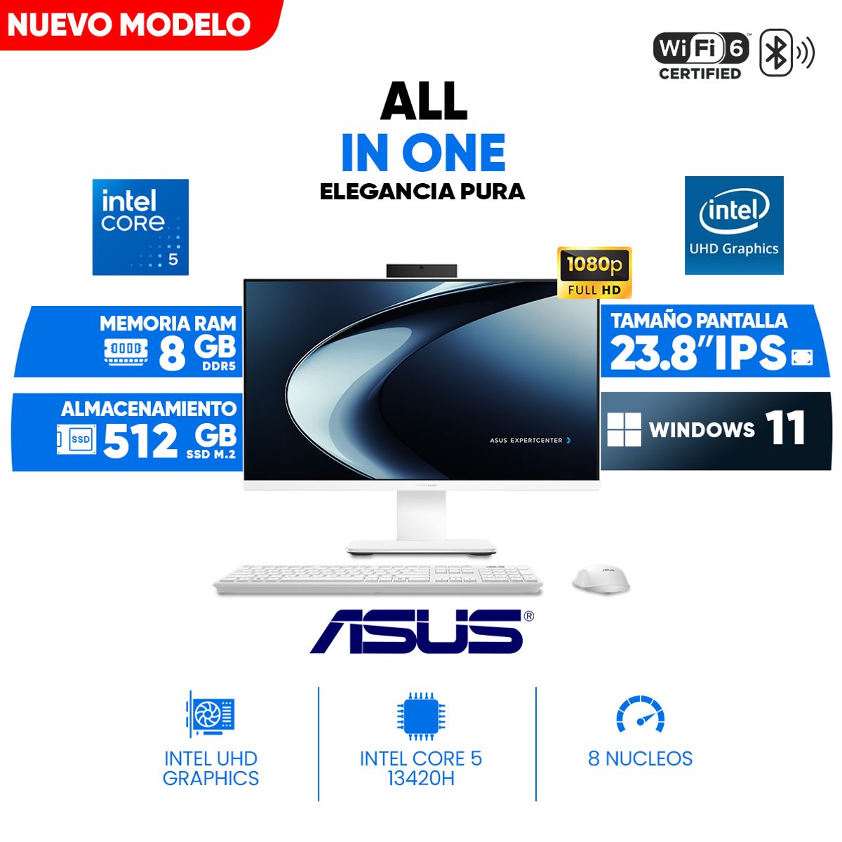 ASUS - All In One ASUS P440VAK-WPC0230, 23.8 FHD IPS, Core i5-13420H, 8GB DDR5, 512GB SSD