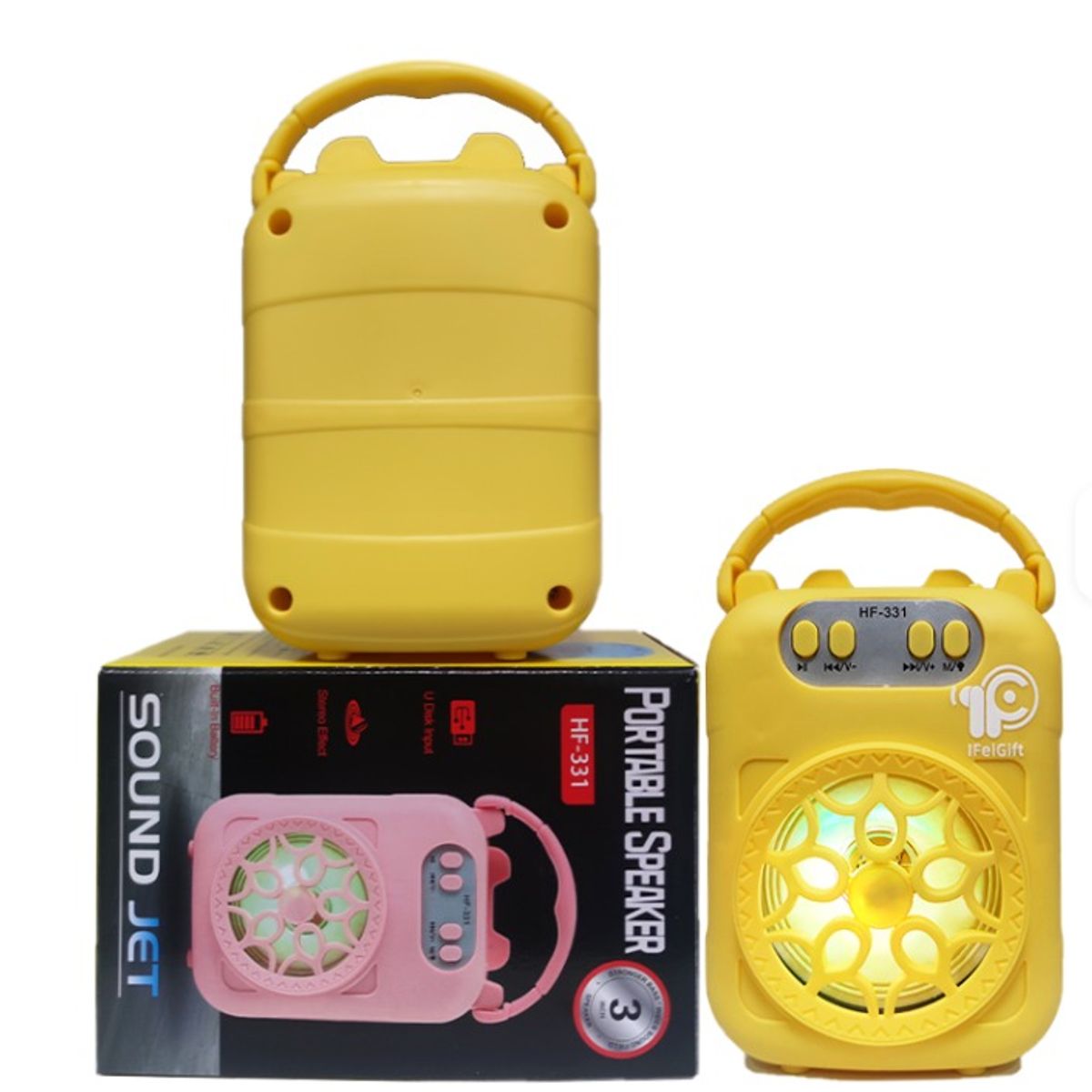 GENERICO - Mini Parlante portatil con Soporte para Celular amarillo