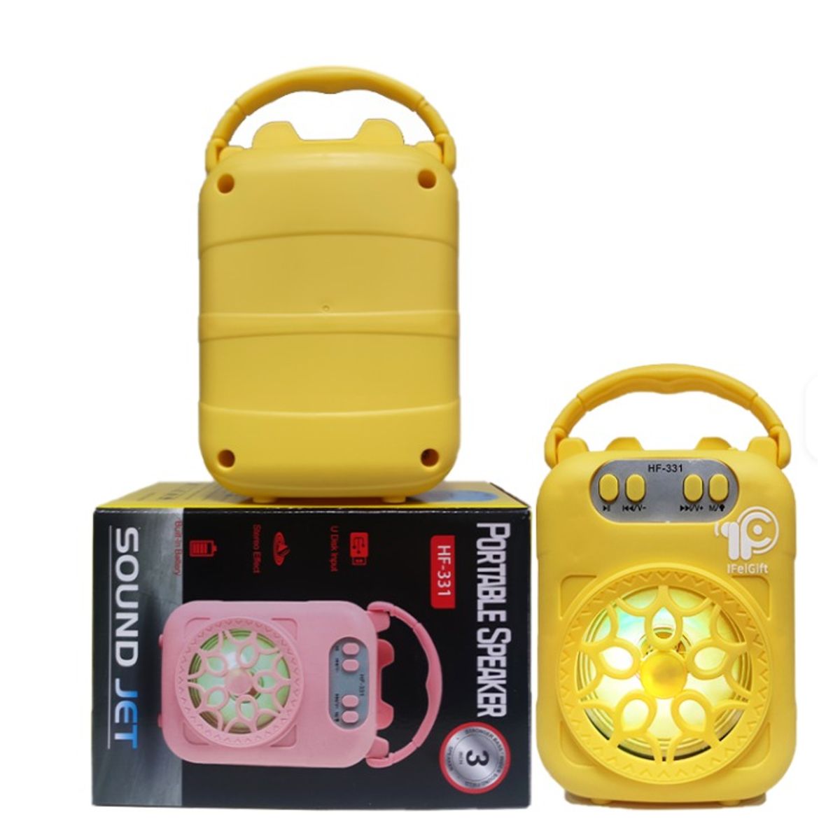 GENERICO - Mini Parlante portatil con Soporte para Celular amarillo