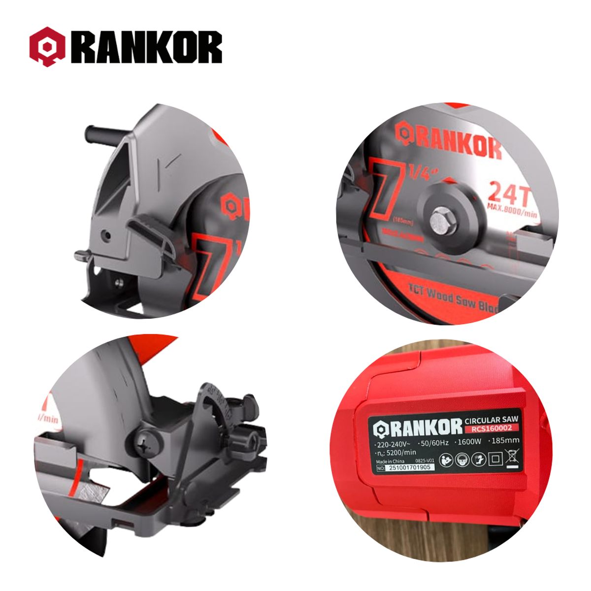 RANKOR - Sierra Circular 7 1/4" 1600W RANKOR Profesional RCS160001  Marca: