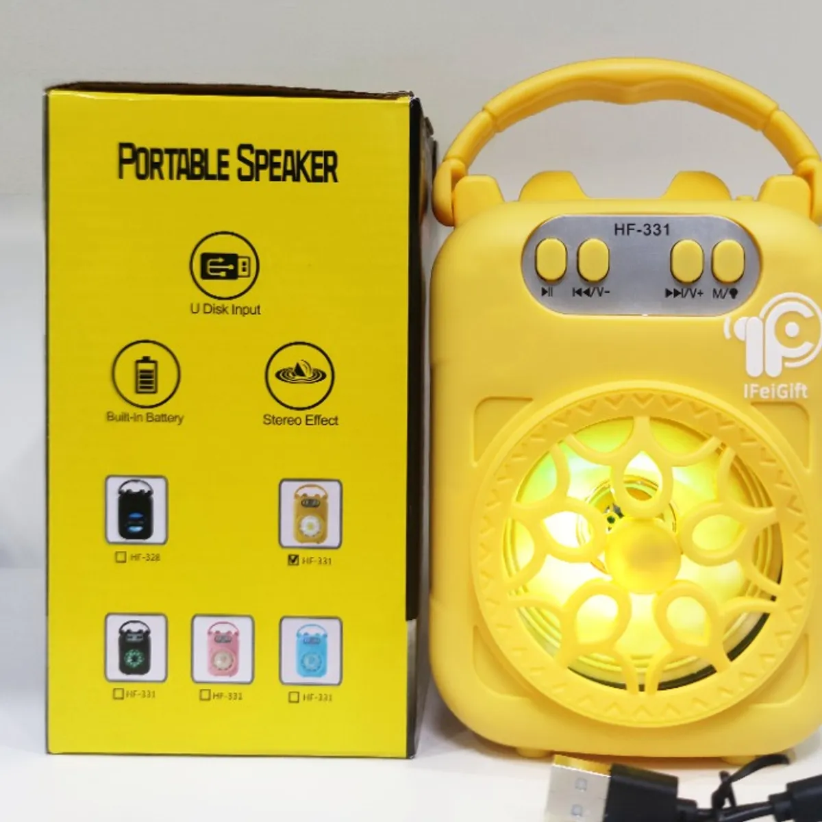 GENERICO - Mini Parlante portatil con Soporte para Celular amarillo