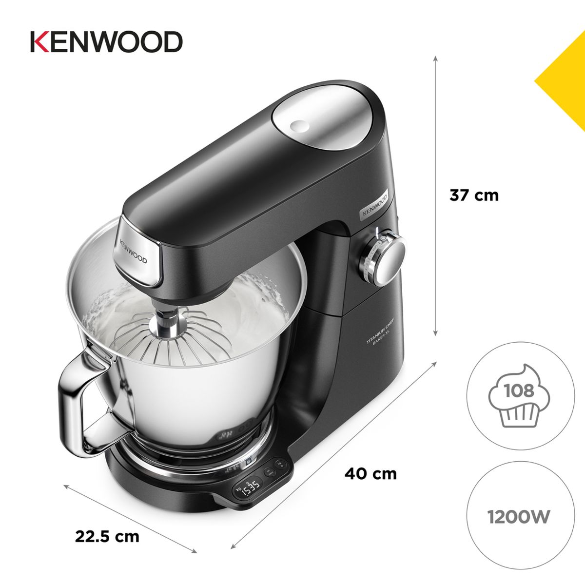 KENWOOD - Batidora Kenwood Titanium Chef Baker XL Silver KVL85.004BK DuoBowl Black