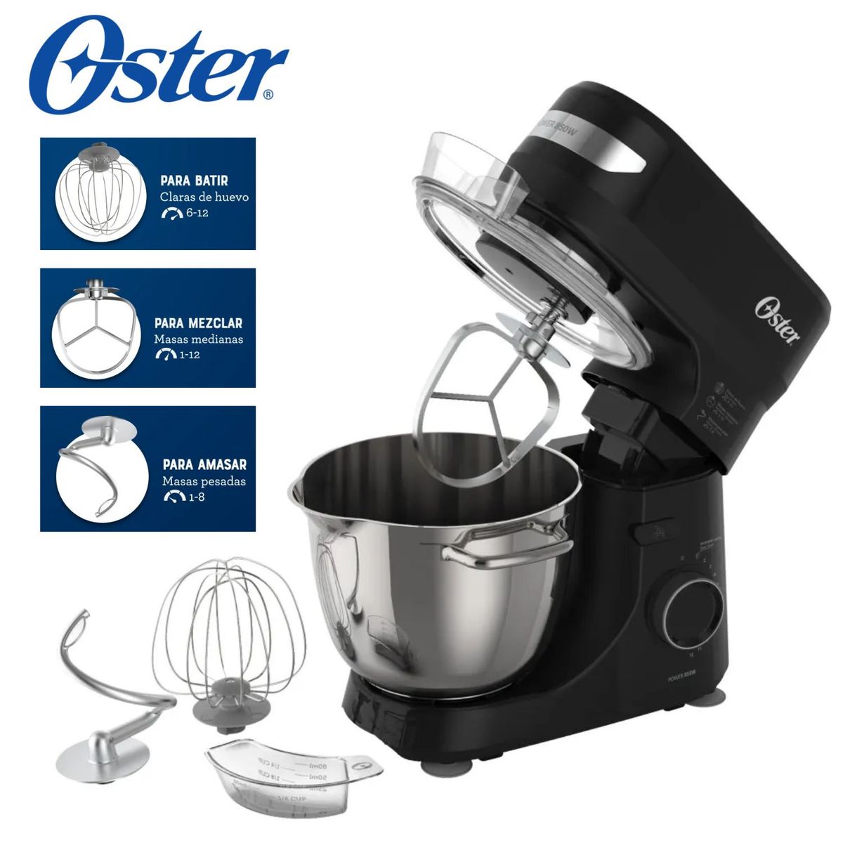 OSTER - Batidora Planetaria Oster FPSTSMPL2B de 4 Lt 12 velocidades 850W