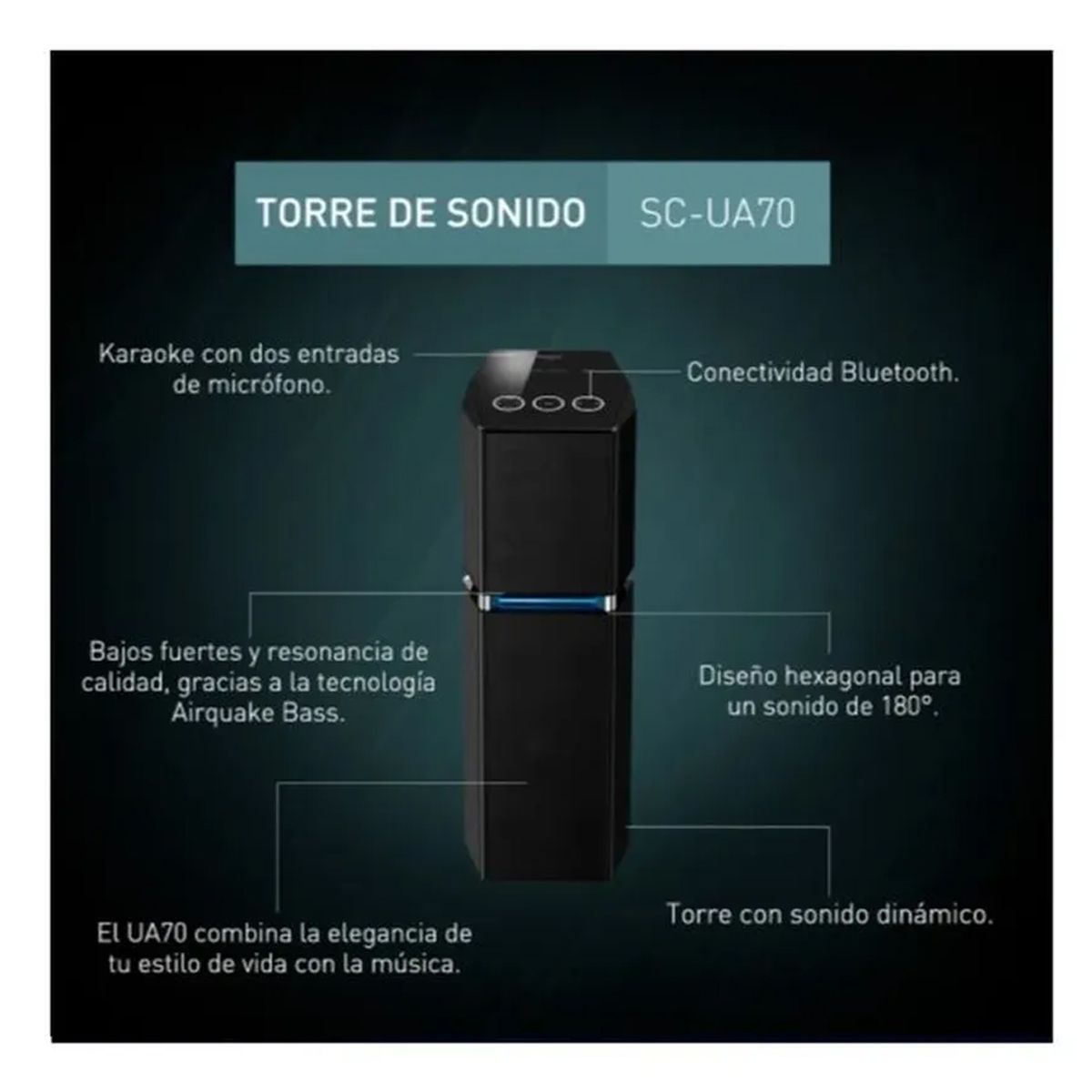 PANASONIC - Equipo de Sonido Panasonic Bluetooth 1700W - SC-UA70PU-K