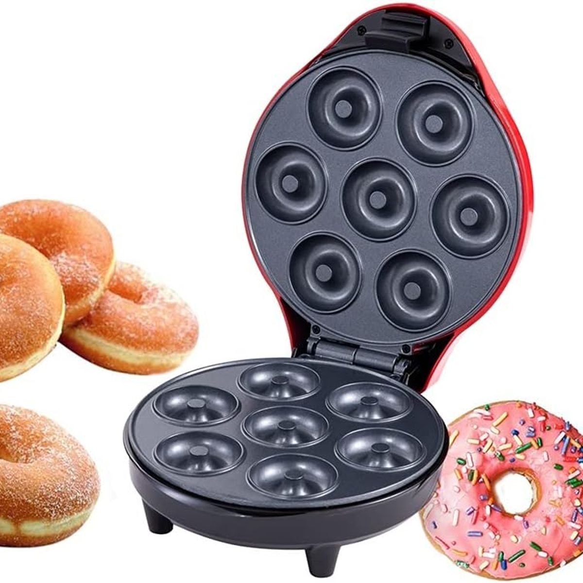 GENERICO - Máquina para Mini Donas Eléctrica - Antiadherente y Rápida – 7 Donas por Lote