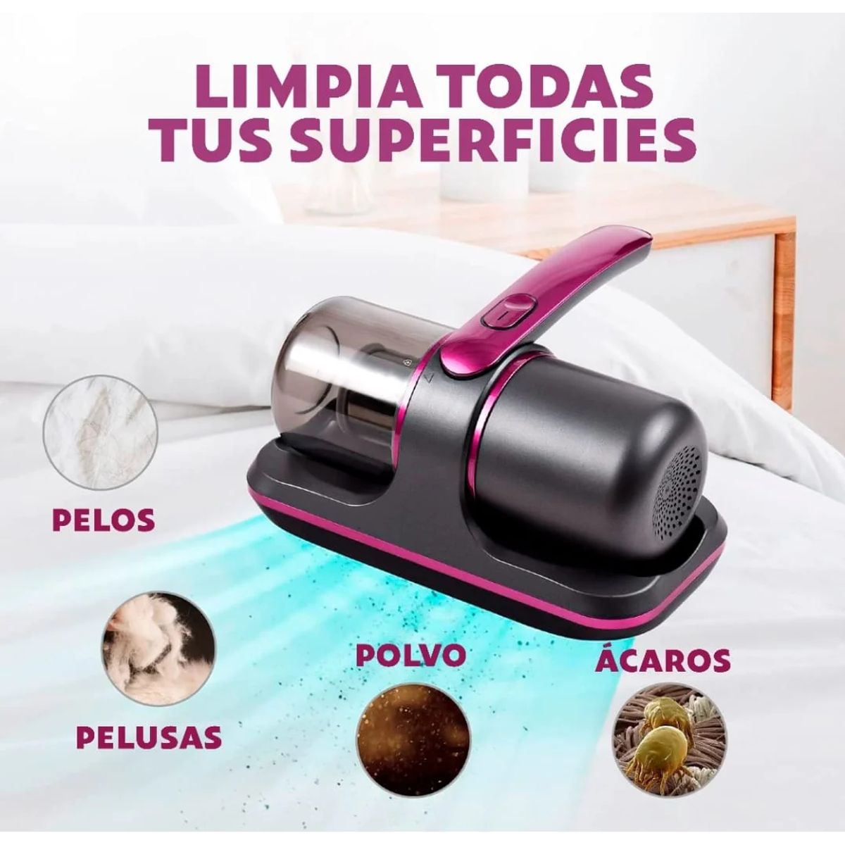 GENERICO - ASPIRADORA ANTI ACAROS REMOVEDOR DE ACAROS INALAMBRICO ESTERILIZADOR UV