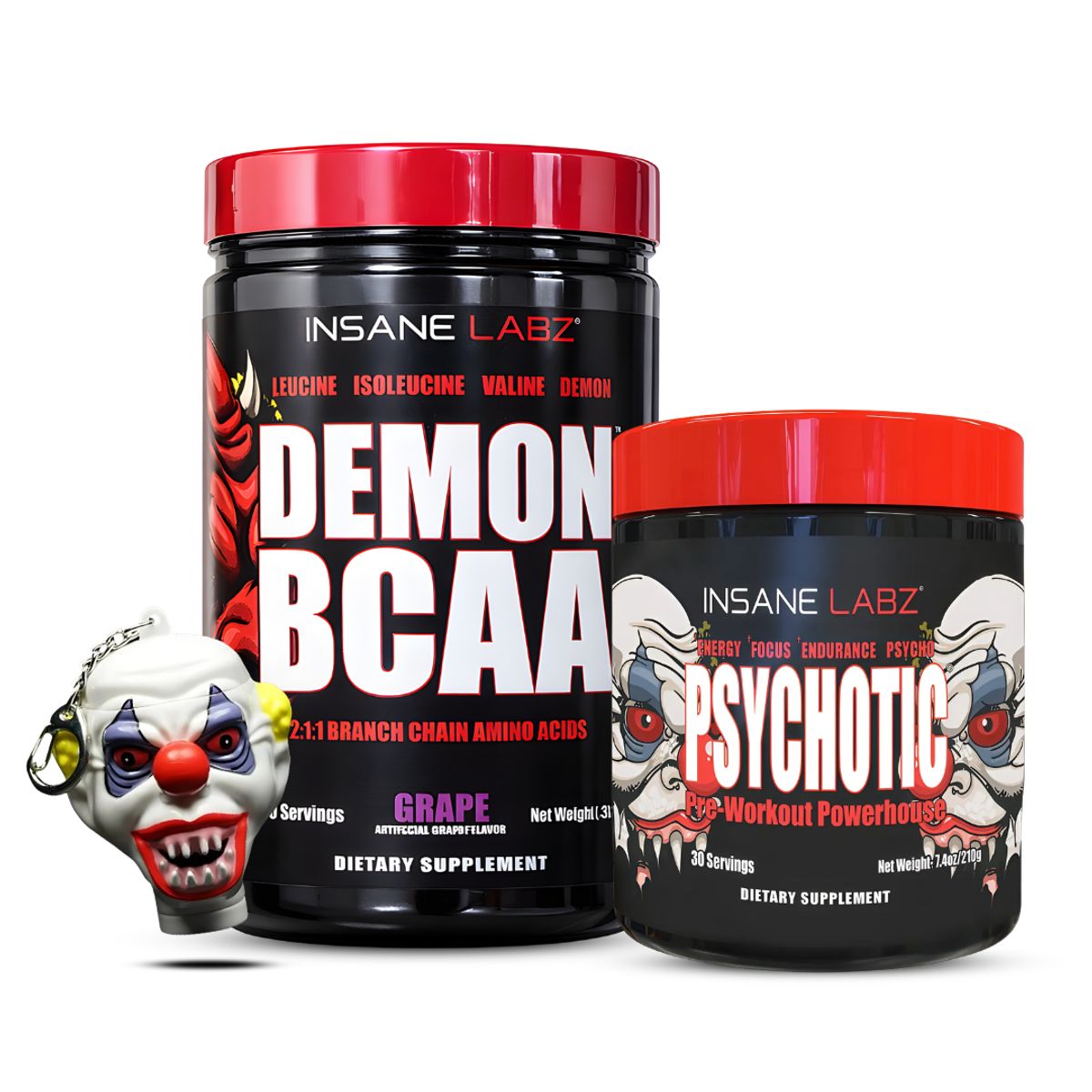 INSANE LABZ - Psychotic Rojo 30 Serv - Grape + Demon Bcaa / Anminoácidos 60 Serv Grape + Llavero Insane Labz