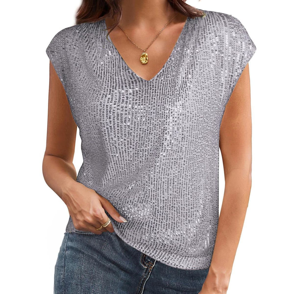 TIOZONEY - Blusa de manga corta para mujer
