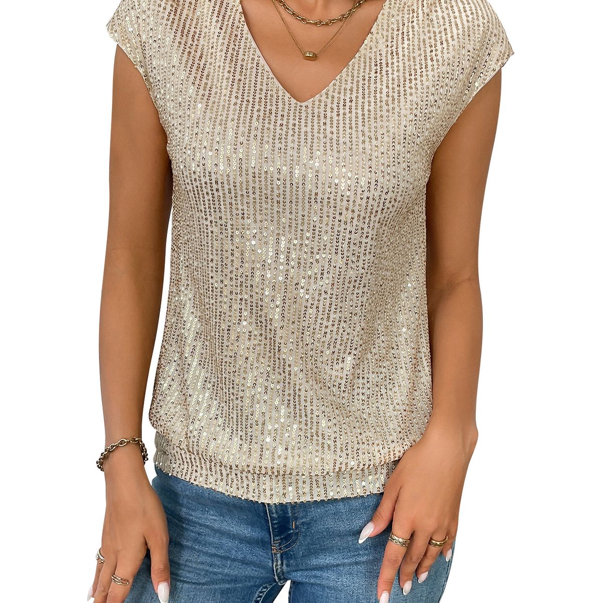 TIOZONEY - Blusa de manga corta para mujer