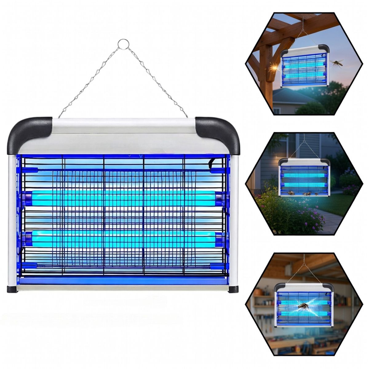 OEM - Insectocutor Potente con 2 Tubos UV - Eliminador de Insectos Voladores sin Químicos