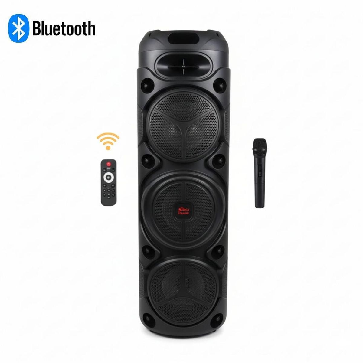 GENERICO - Parlante Bluetooth Luces LED de 60W con Triple Parlante de 8 + Micrófono + Control