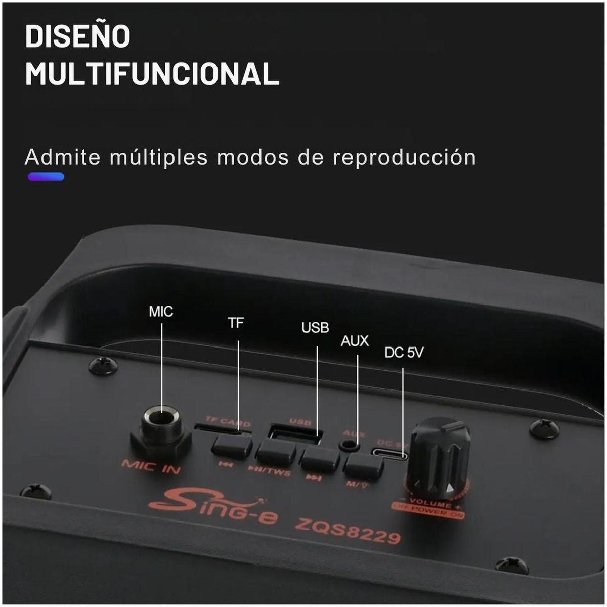 GENERICO - Parlante Bluetooth Luces LED de 40W con Doble Parlante de 8 + Micrófono + Control