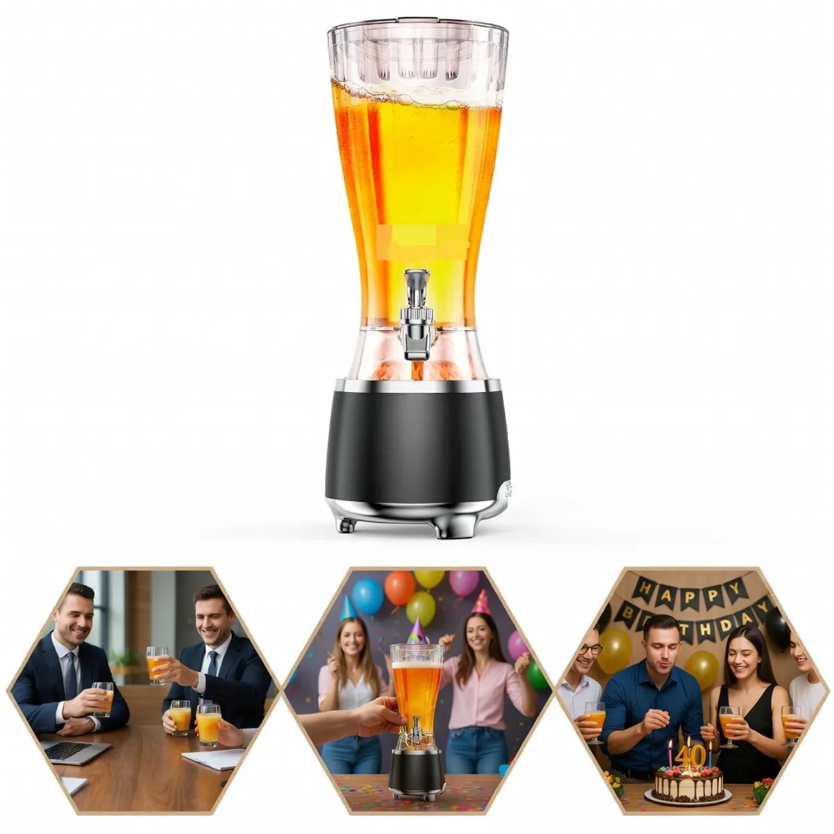 OEM - Dispensador de Cerveza 2.5L con Parlante Bluetooth - Torre de Bebidas con Luces LED