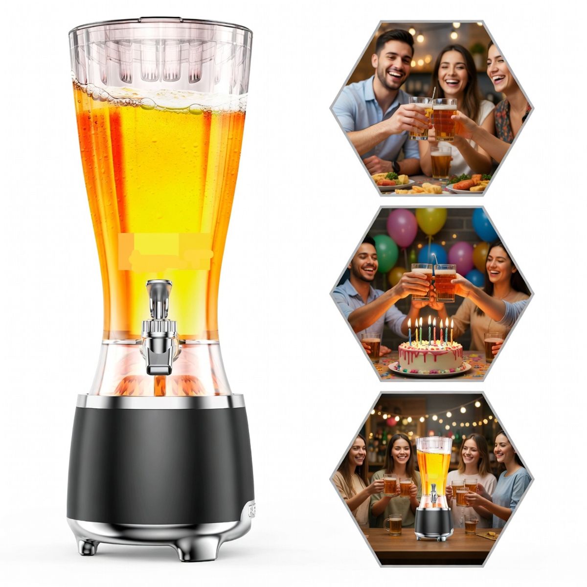 OEM - Torre Musical para Bebidas y Cerveza 2.5L - Dispensador con Grifo y Conexión BT