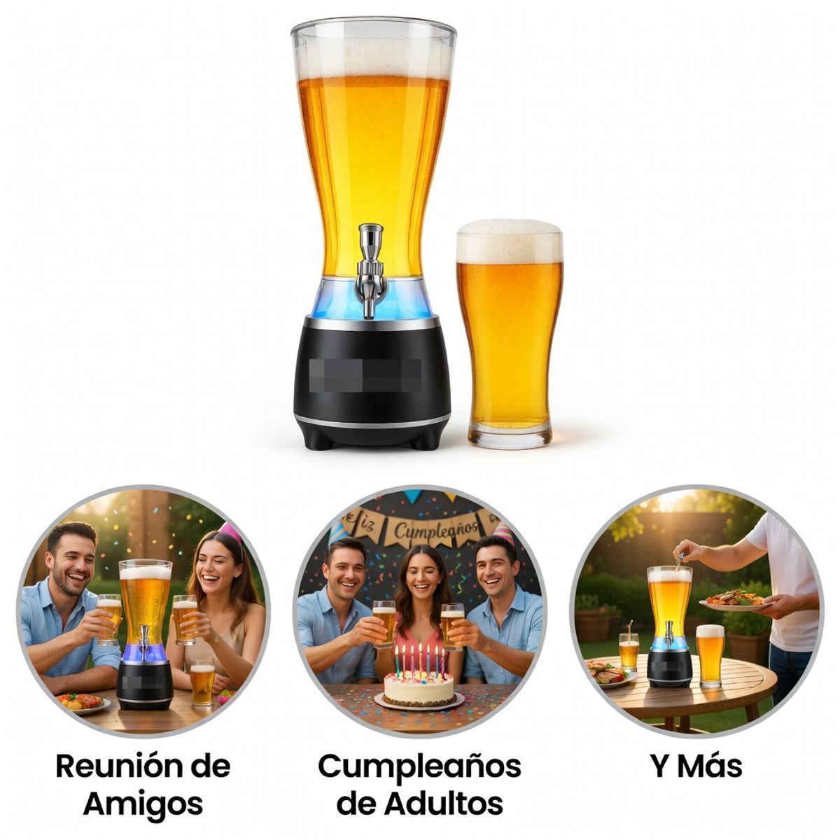OEM - Torre Musical para Bebidas y Cerveza 2.5L - Dispensador con Grifo y Conexión BT