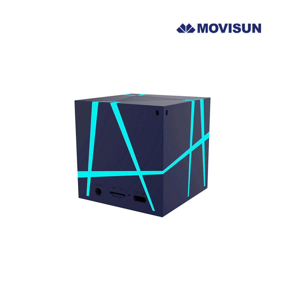MOVISUN - Parlante Bluetooth Portátil MOVISUN Power Magic Azul 5W con Luces LED TWS MicroSD y Aux