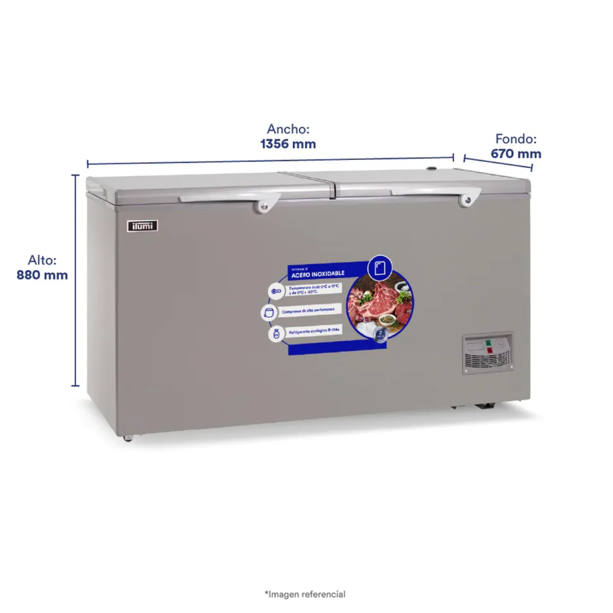 ILUMI - TFI-4402DG - Congelador Horizontal 440L Inox Ilumi