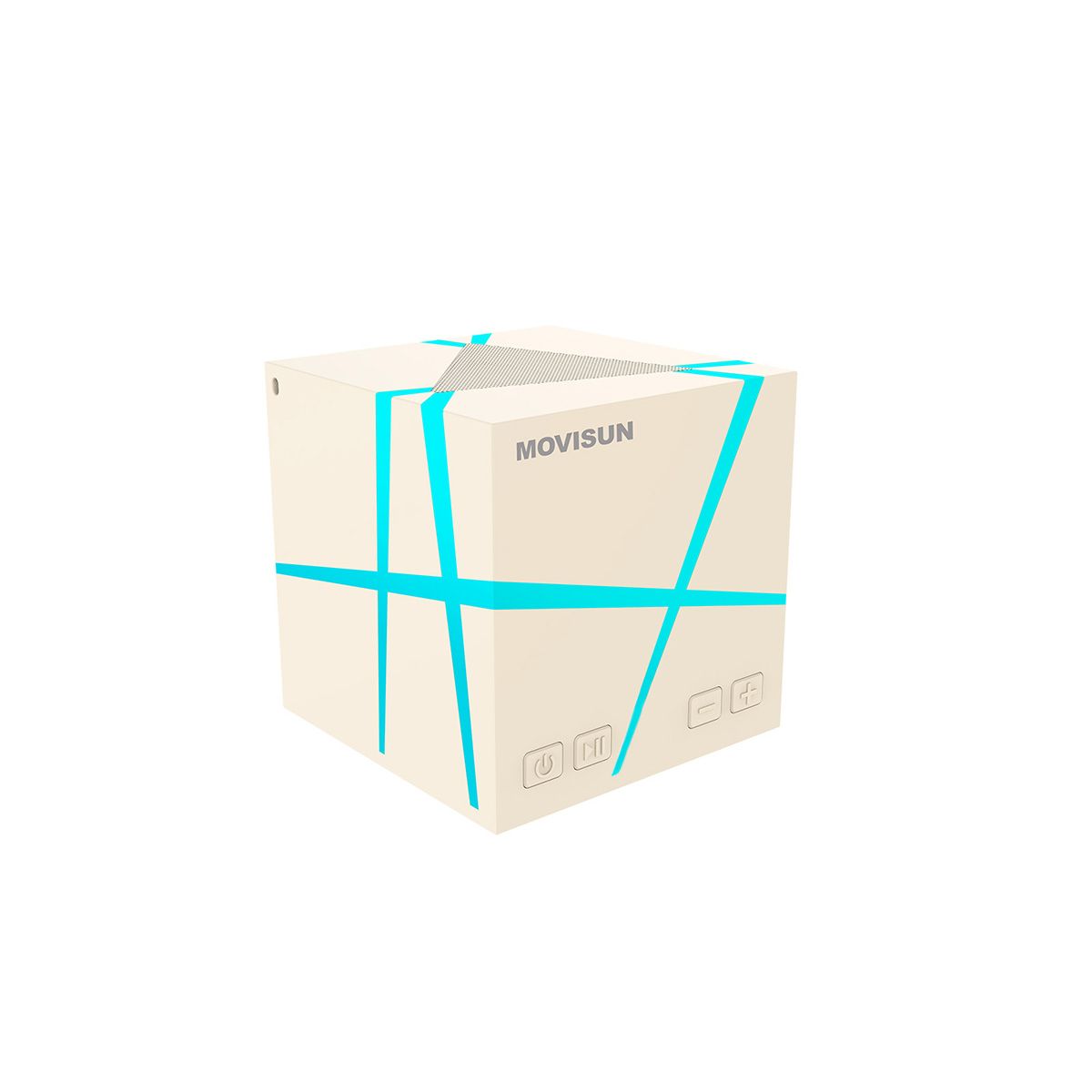MOVISUN - Parlante Bluetooth Portátil MOVISUN Power Magic Beige 5W con Luces LED TWS MicroSD y Aux