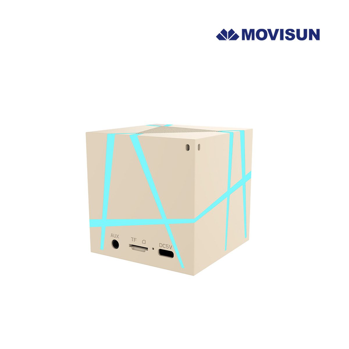 MOVISUN - Parlante Bluetooth Portátil MOVISUN Power Magic Beige 5W con Luces LED TWS MicroSD y Aux
