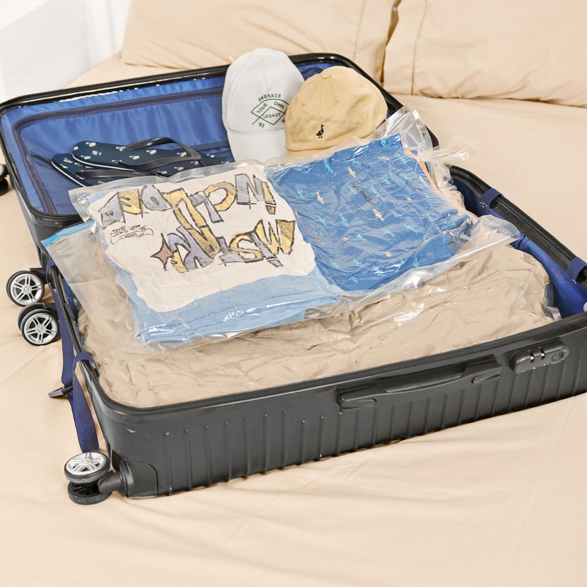COBITEX HOME - Pack de 5 bolsas al vacío gigante 80 x 120 cm + Ganchito + Succionador de aire